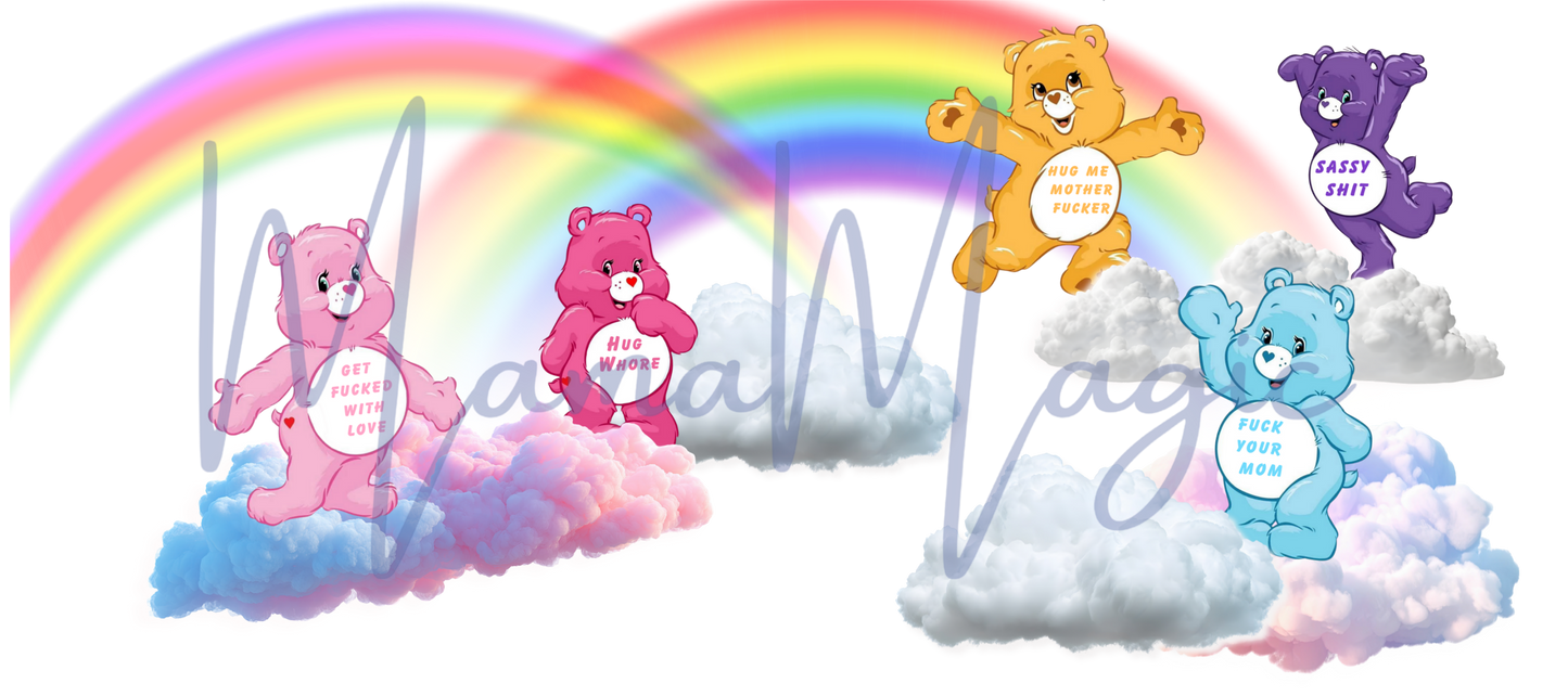 Bad Word Care Bears 16oz Libby Snow Globe Wrap | Digital Cup Wrap | PNG