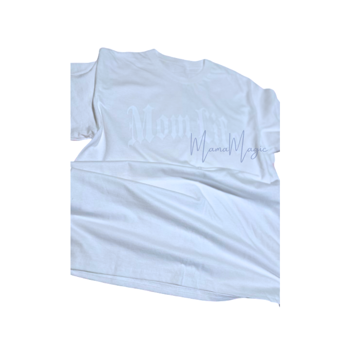 White on White “Mom Life” Old English T-Shirt