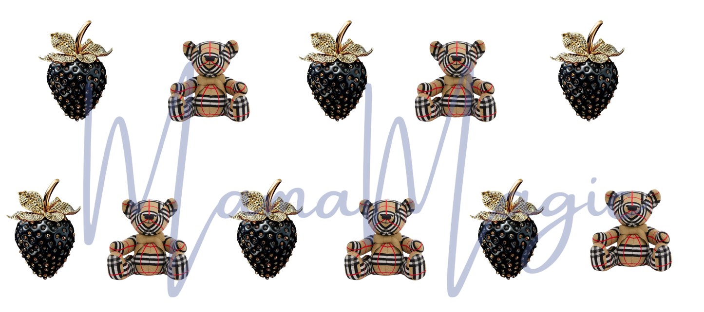 Black Strawberries 16oz Libby Cup Wrap | Digital Download | PNG