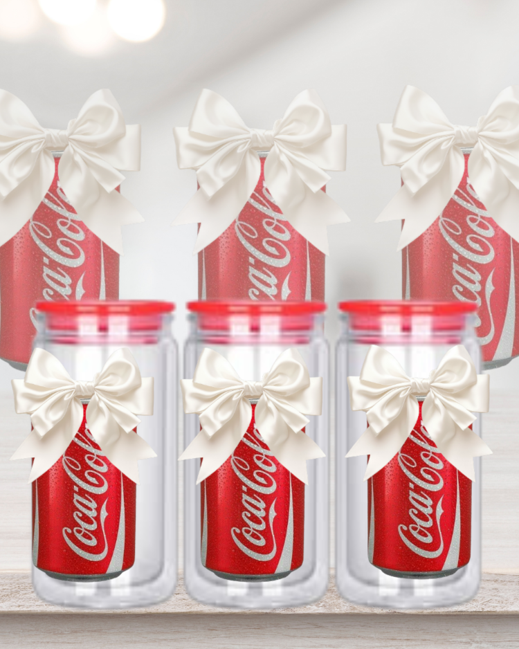 Coquette Soda Can 16oz Libby Cup Wrap PNG | Bow Soda Tumbler Design | Aesthetic Digital Download