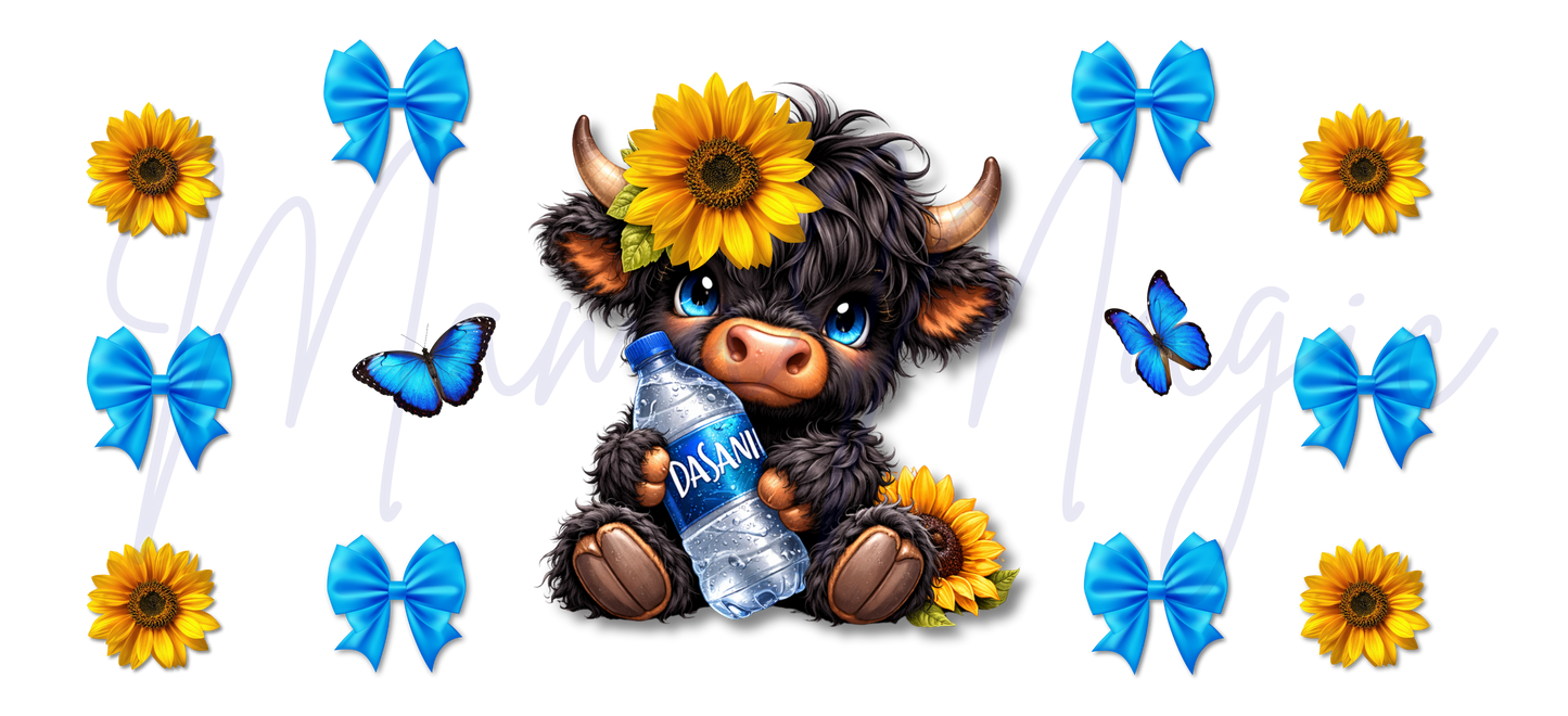 Water Highland Cow| Modern Graphic Cup Design | PNG Download