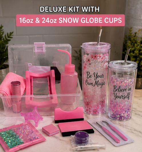 💖 Double 16oz Kit - DIY Snow Globe Tumbler Kit – Everything You Need to Create Your Own Snow Globe Cups