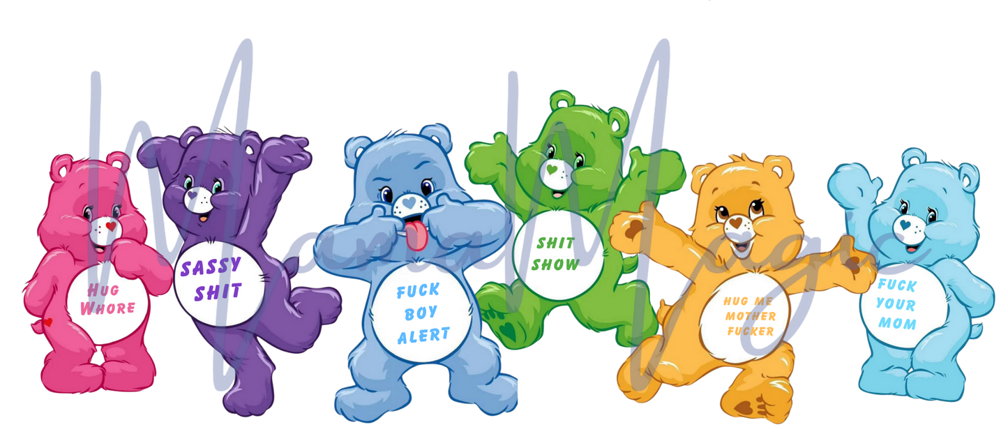 Swear Word Care Bears 16oz Libby Snow Globe Wrap | Digital Cup Wrap | PNG