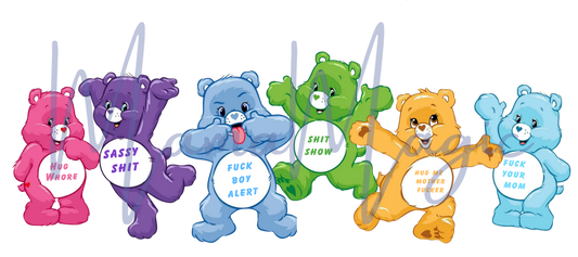 Swear Word Care Bears 16oz Libby Snow Globe Wrap | Digital Cup Wrap | PNG