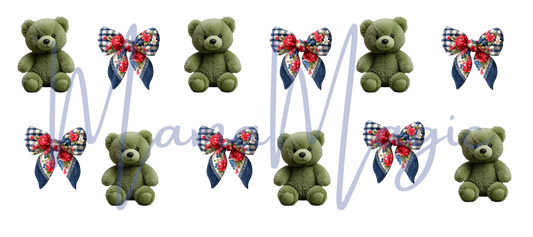 Green Bear blue Bows 16oz Libby Cup Wrap | Digital Download | PNG