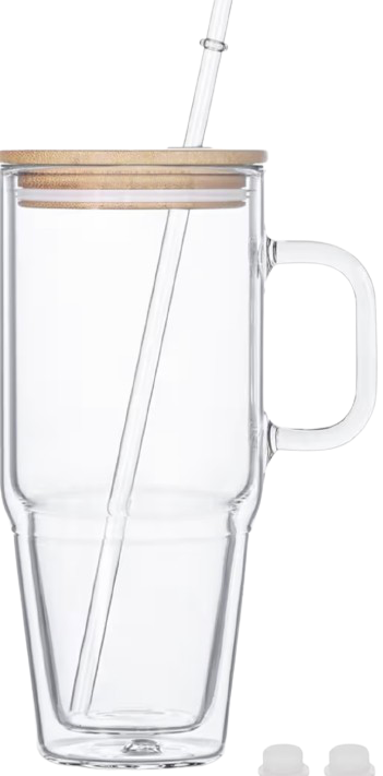 30oz Glass Snow Globe Tumbler w Bamboo Lid