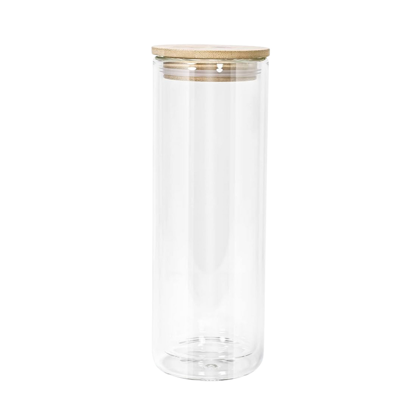 25oz Glass Skinny Snow Globe Cup With Bamboo Lid