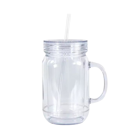 20oz Double Walled Mason Jar Snow Globe Tumbler w/ Handle