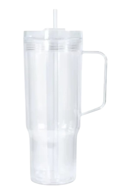 40oz Double walled Acrylic Snow Globe Tumbler with Handle