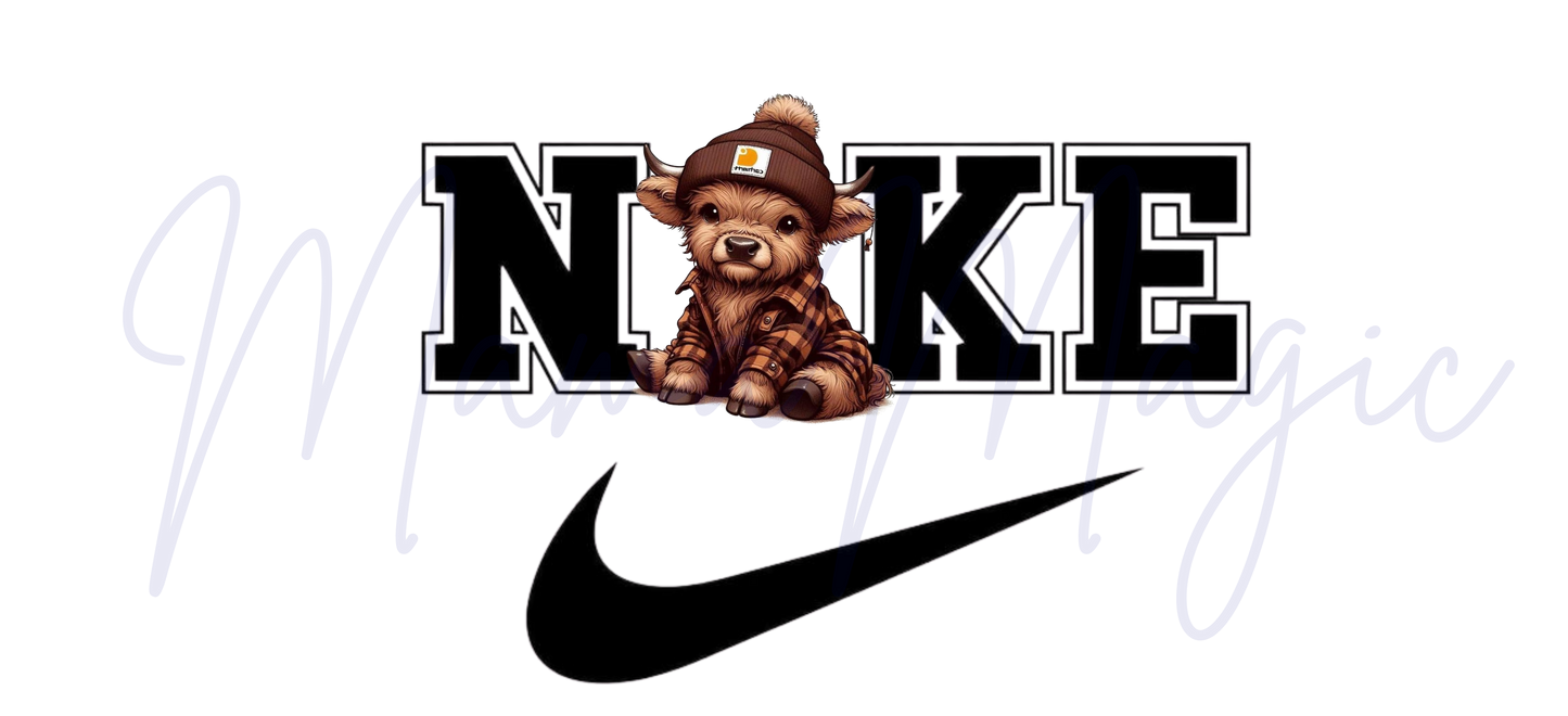 Swoosh Highland Cow | Modern Graphic Cup Design | PNG Download