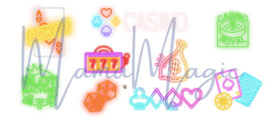 Neon Poker Signs Cup Wrap | Casino-Style Digital Design | 20oz Tumbler PNG