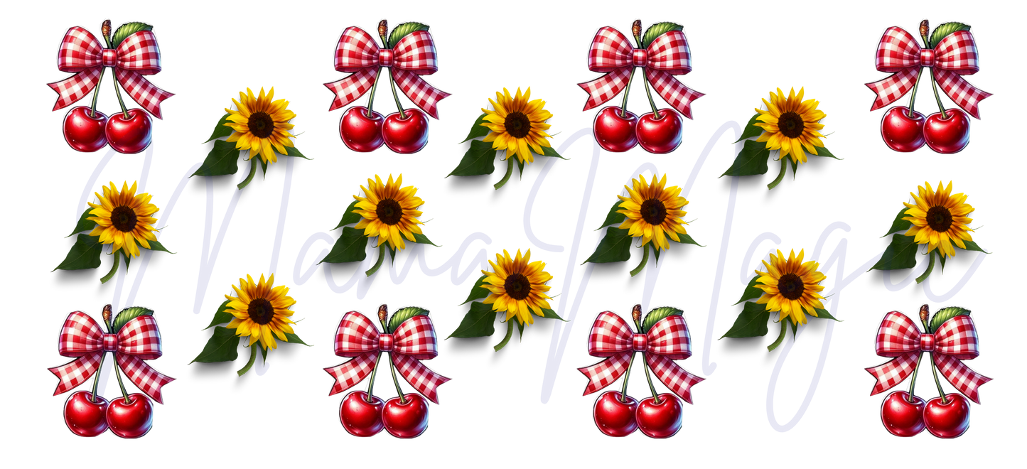 Cherrie Sunflowers | Modern Graphic Cup Design | PNG Download